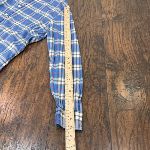 American Eagle Shirt Large Blue Plaid Casual Button-Front Long Sleeve Men's - Picture 10 of 13